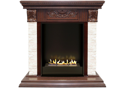 Биокамин в портале Firezo Luxemburg (каменный) Сланец Темный дуб